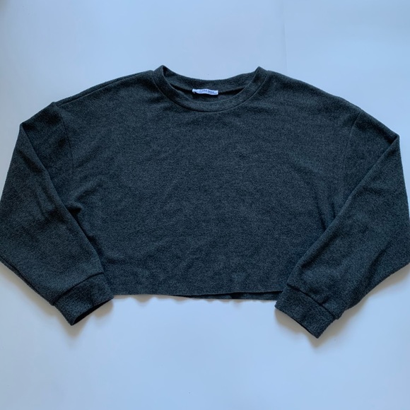 Grey Zara Cropped Crewneck Sweatshirt/Sweater - Picture 3 of 5